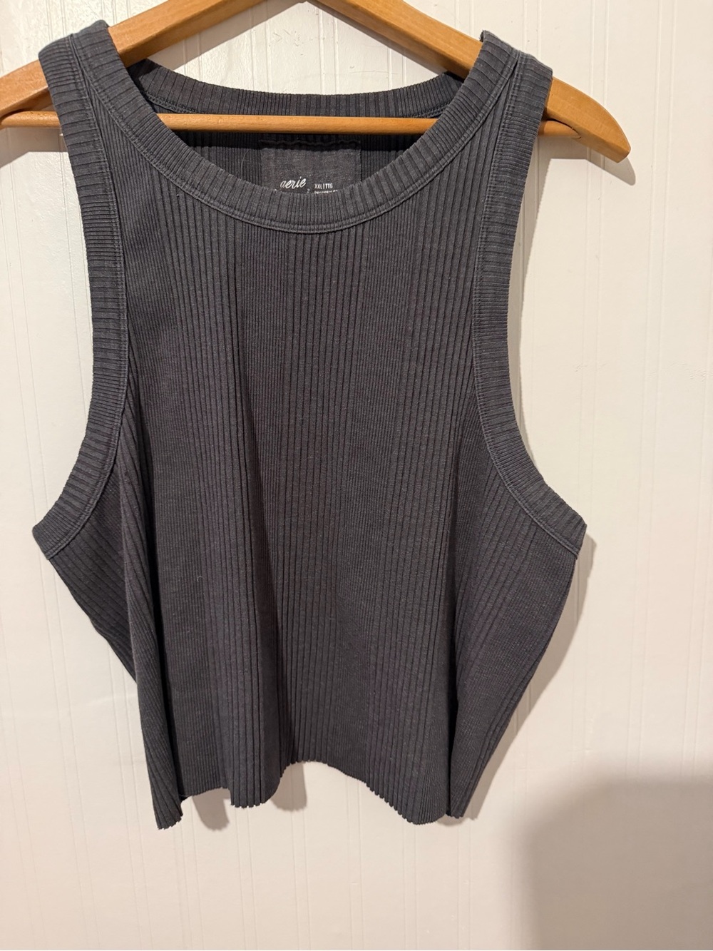 aerie Ribbed Tank Top - Charcoal XXL